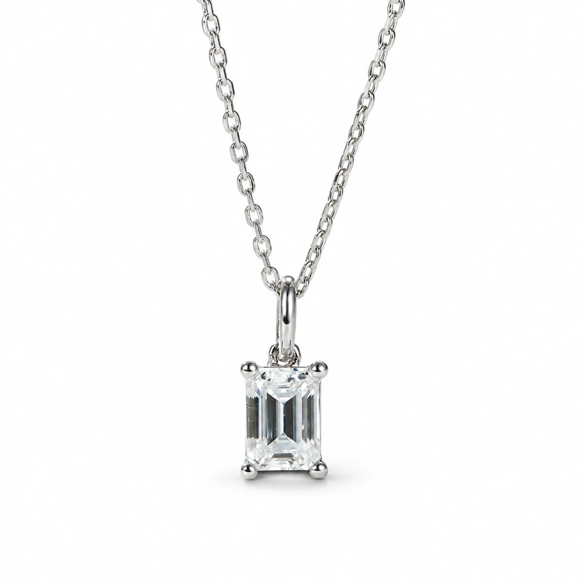 Rectangular Solitaire Lab-Grown Diamond Necklace — product view 2