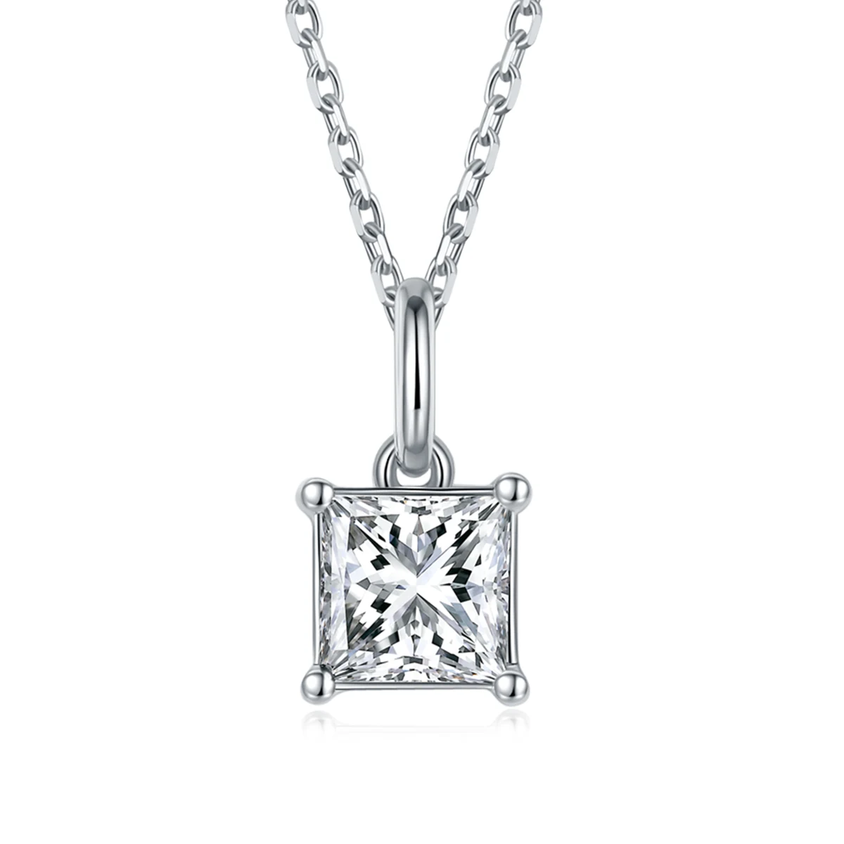 Square Solitaire Lab-Grown Diamond Necklace — product view 1