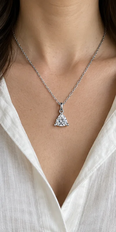 Trillion Solitaire Lab-Grown Diamond Necklace editorial styling