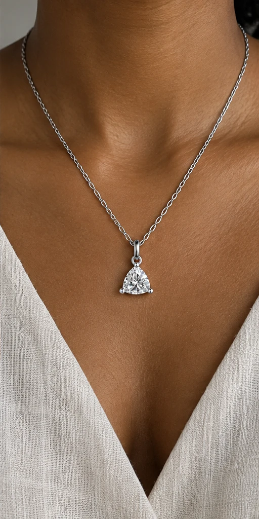 Trillion Solitaire Lab-Grown Diamond Necklace editorial styling