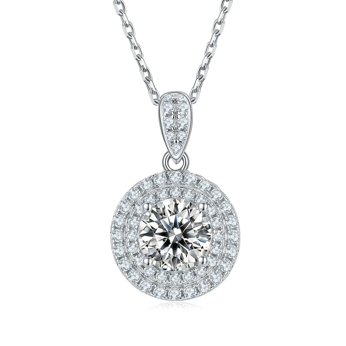 Round Halo Lab-Grown Diamond Necklace — product view 1