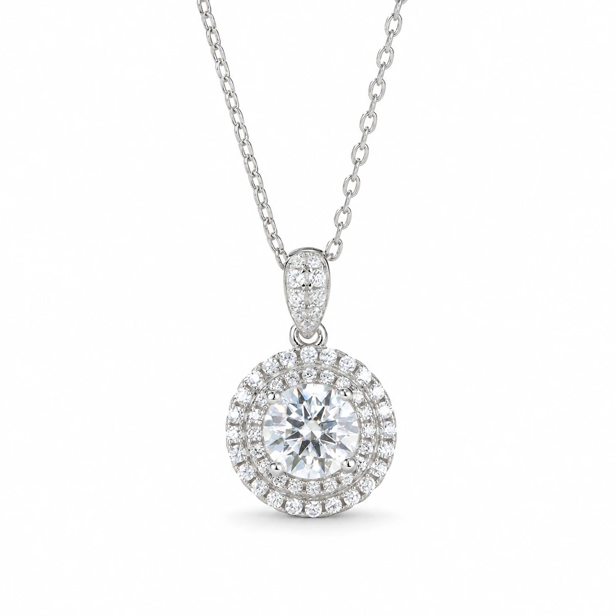 Round Halo Lab-Grown Diamond Necklace — product view 2