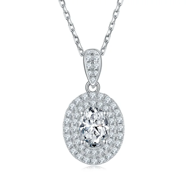 Oval Halo Lab-Grown Diamond Necklace