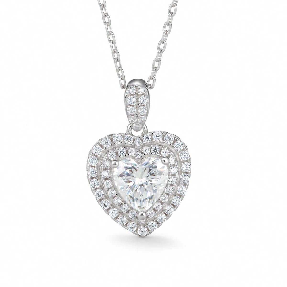 Heart Halo Lab-Grown Diamond Necklace — product view 2