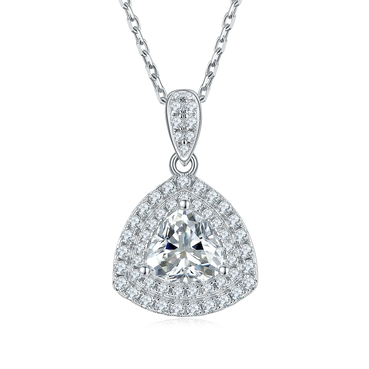 Trillion Halo Lab-Grown Diamond Necklace — product view 1
