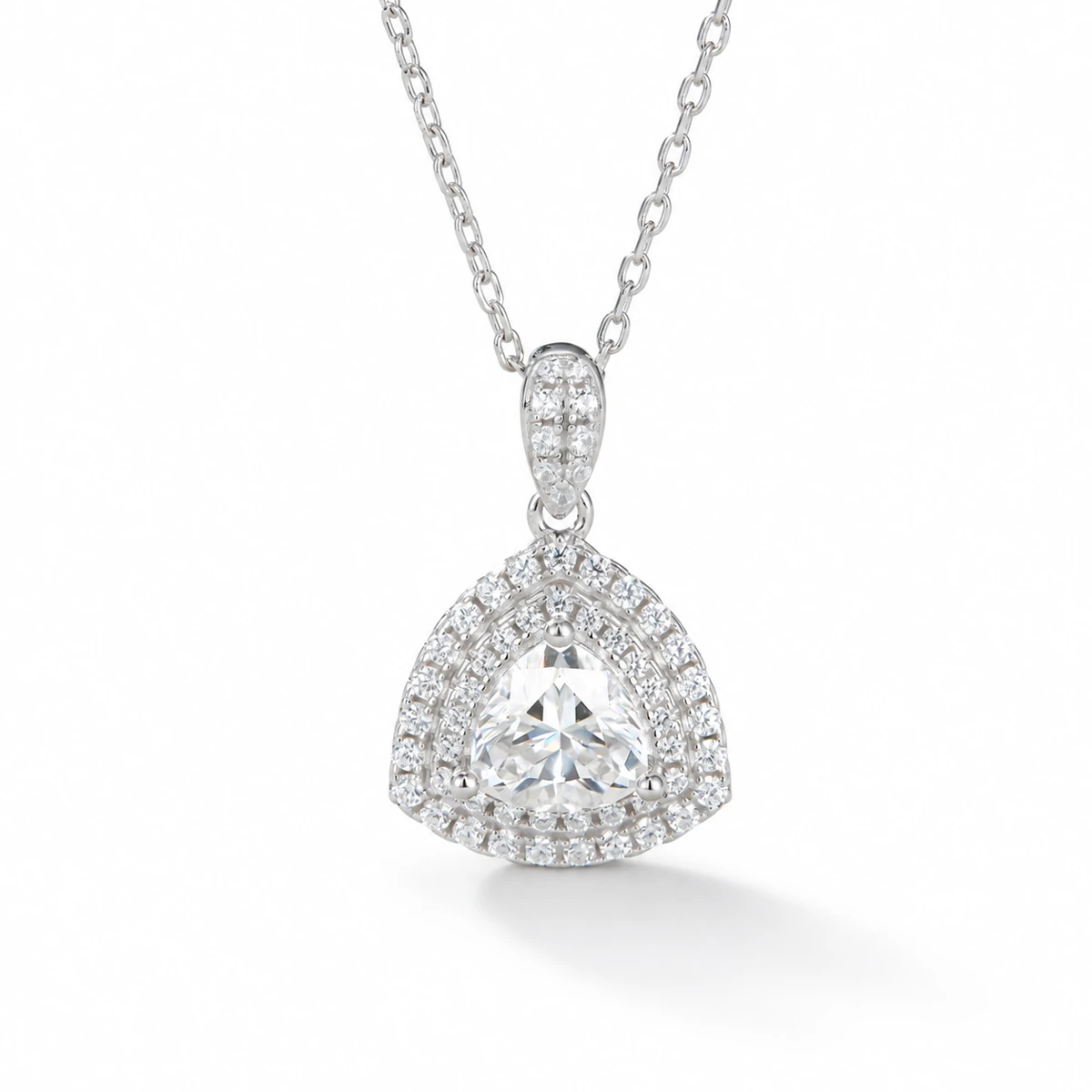 Trillion Halo Lab-Grown Diamond Necklace — product view 2