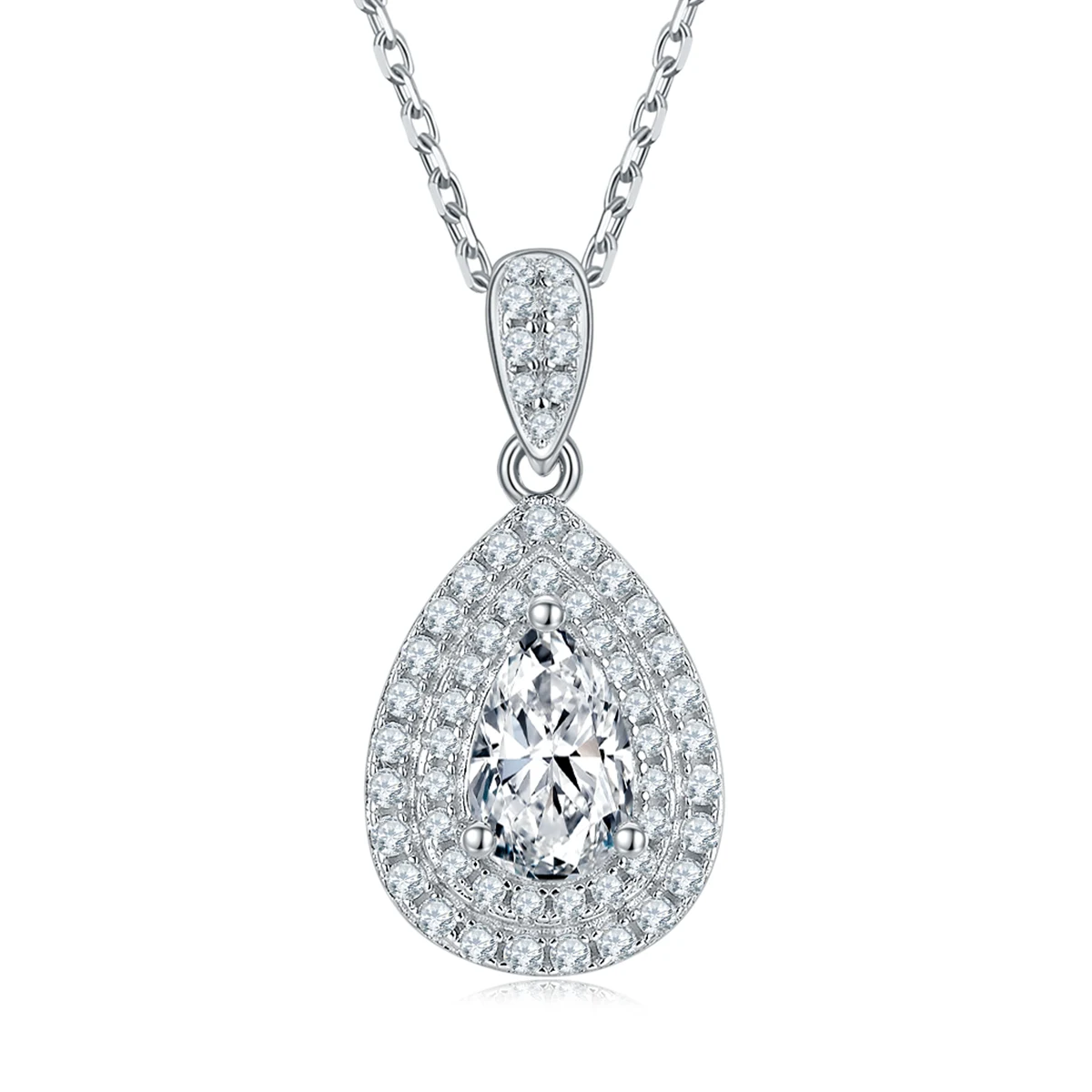 Pear Halo Lab-Grown Diamond Necklace — product view 1