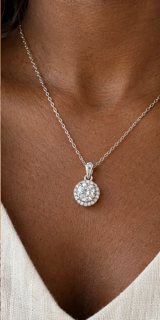 Round Elevated Lab-Grown Diamond Necklace editorial styling