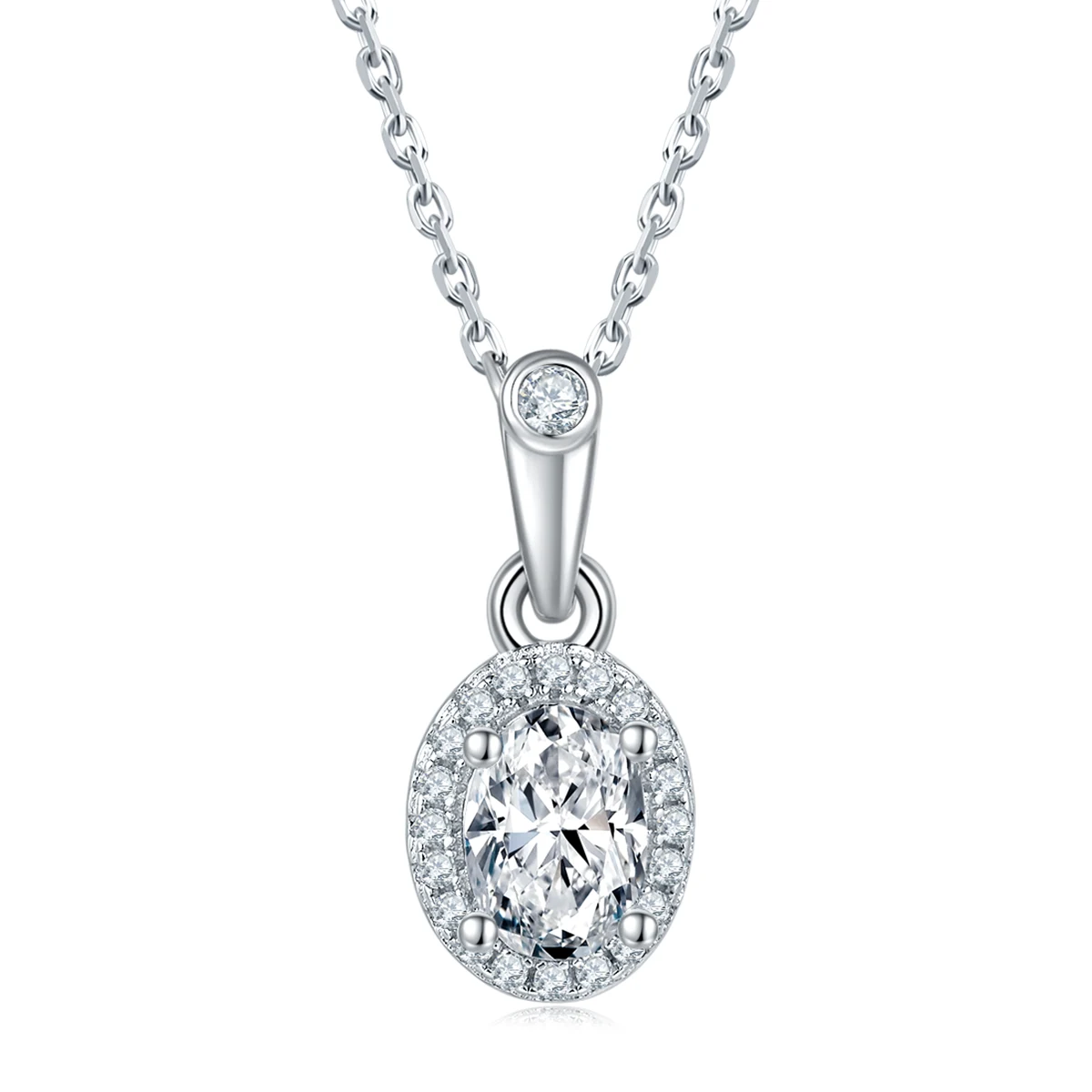 Oval Elevated Lab-Grown Diamond Necklace — product view 1