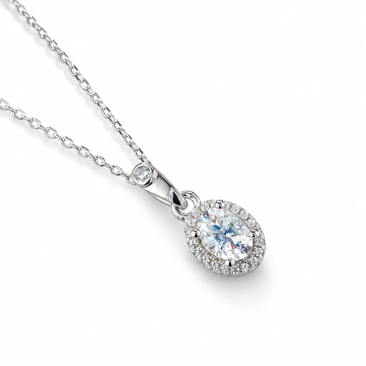 Oval Elevated Lab-Grown Diamond Necklace — product view 2