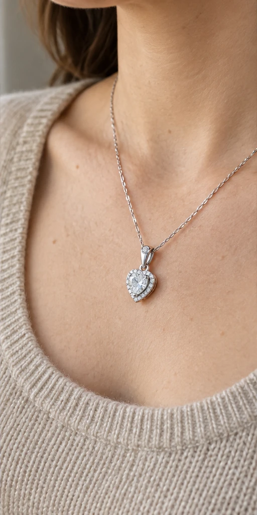 Heart Elevated Lab-Grown Diamond Necklace editorial styling