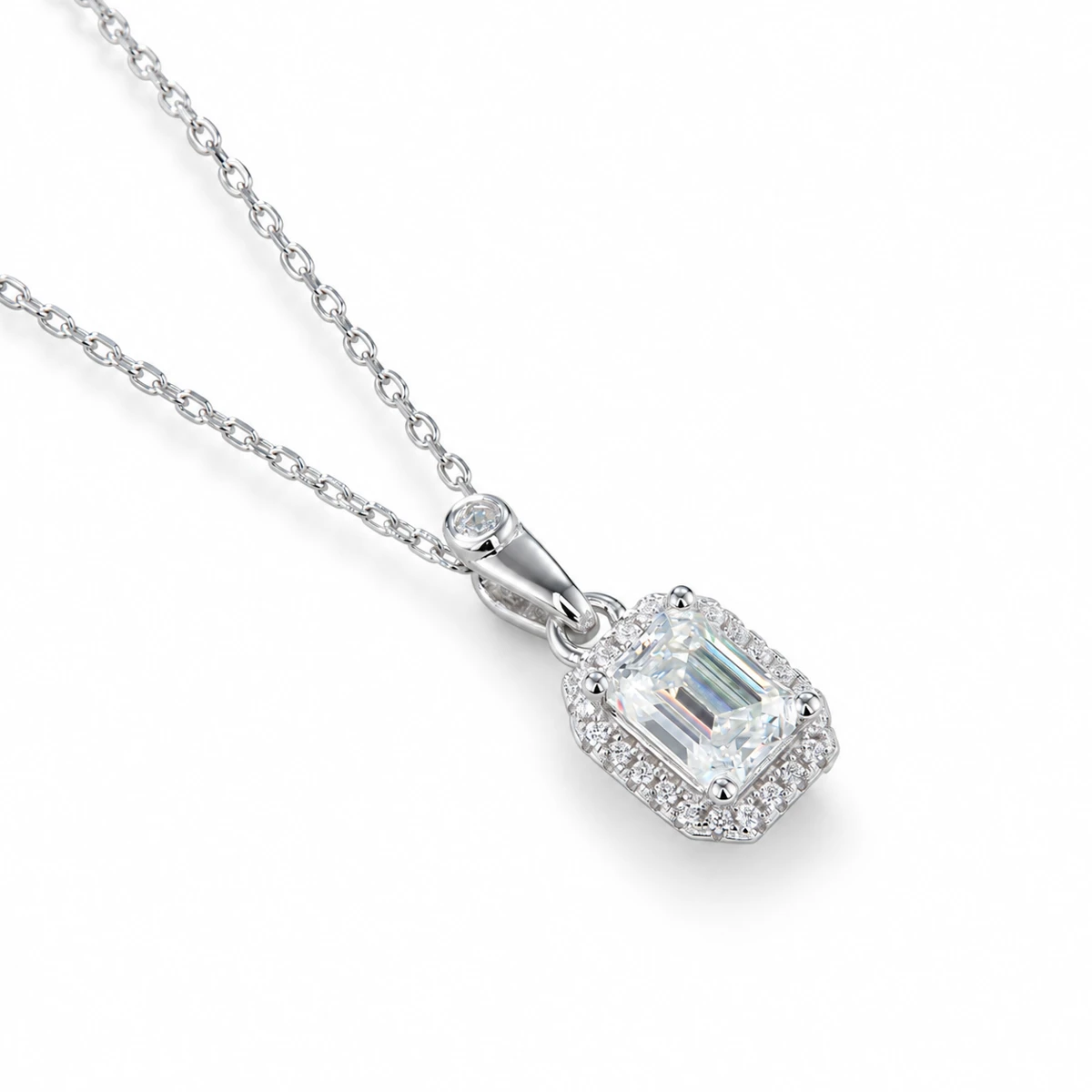 Rectangular Elevated Lab-Grown Diamond Necklace — product view 2
