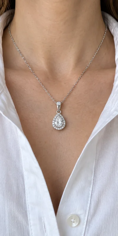 Pear Elevated Lab-Grown Diamond Necklace editorial styling
