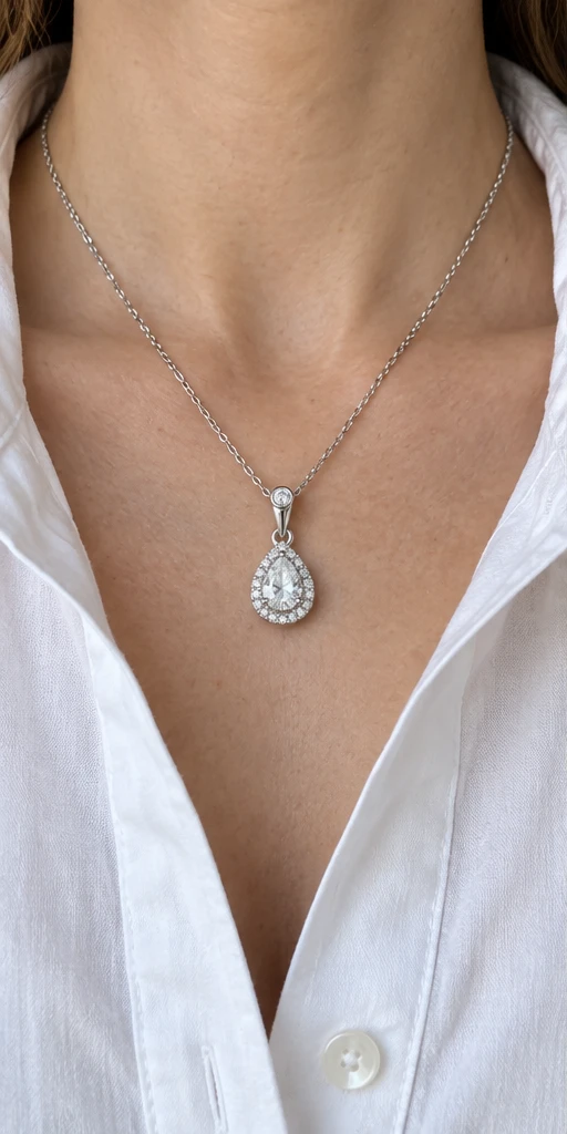Pear Elevated Lab-Grown Diamond Necklace — editorial styling