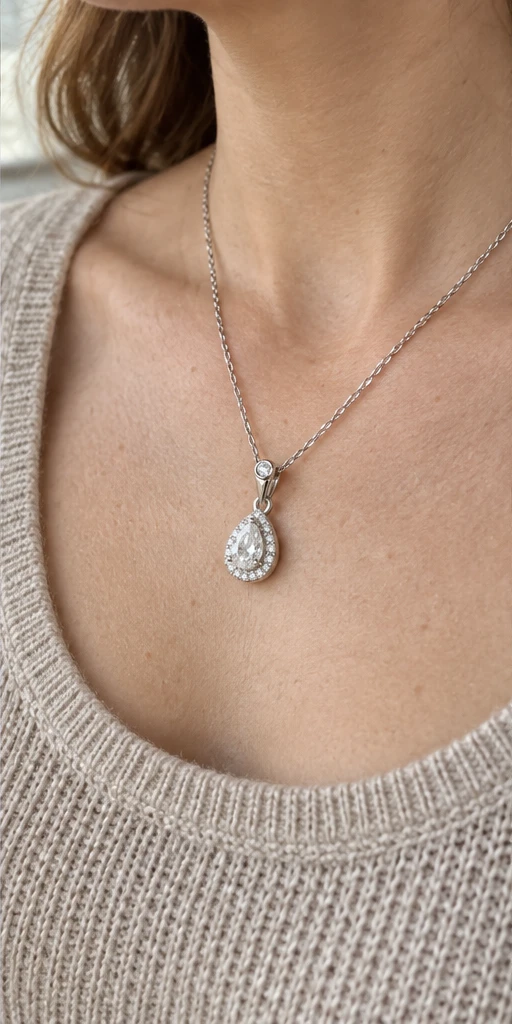Pear Elevated Lab-Grown Diamond Necklace editorial styling