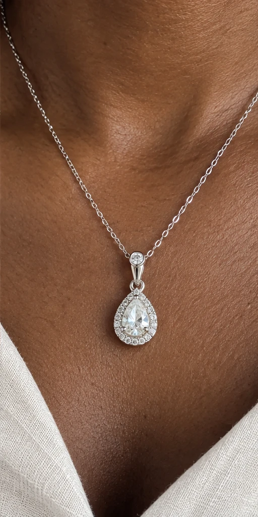 Pear Elevated Lab-Grown Diamond Necklace editorial styling