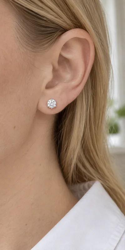 Six-Prong Lab-Grown Diamond Stud Earrings editorial styling