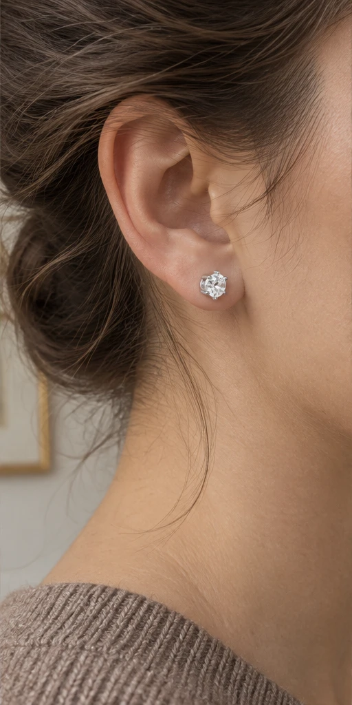 Six-Prong Lab-Grown Diamond Stud Earrings editorial styling