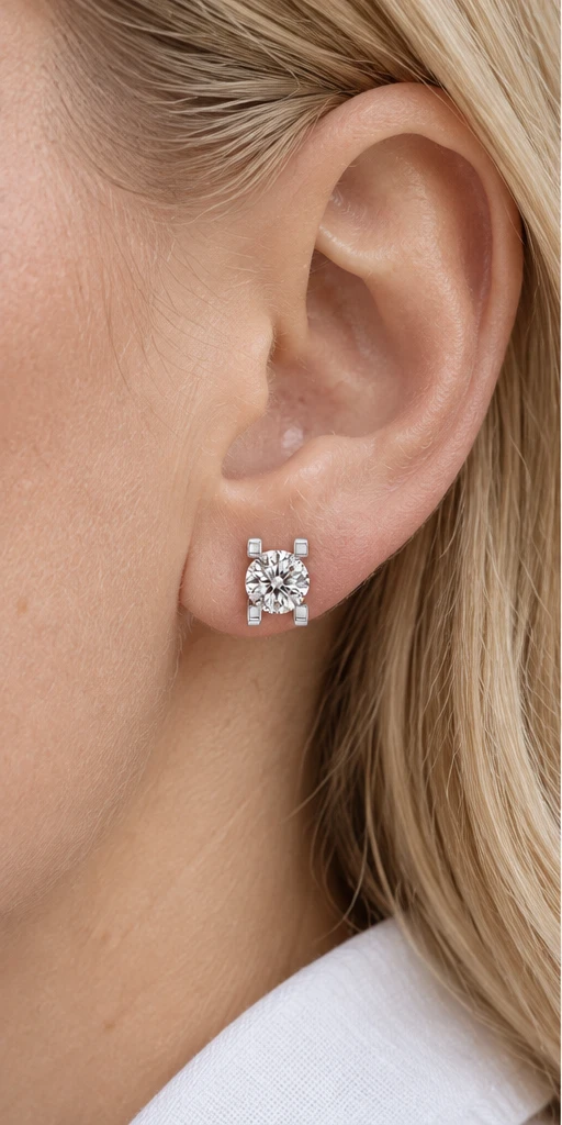 Tulip Lab-Grown Diamond Stud Earrings — editorial styling