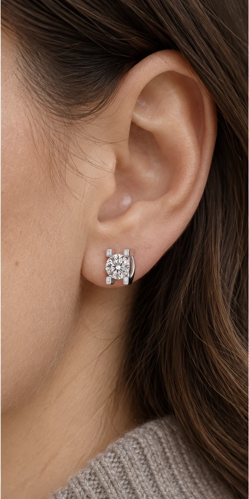 Tulip Lab-Grown Diamond Stud Earrings editorial styling