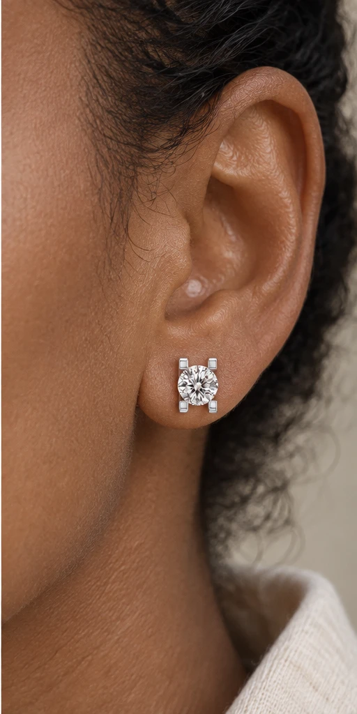 Tulip Lab-Grown Diamond Stud Earrings editorial styling