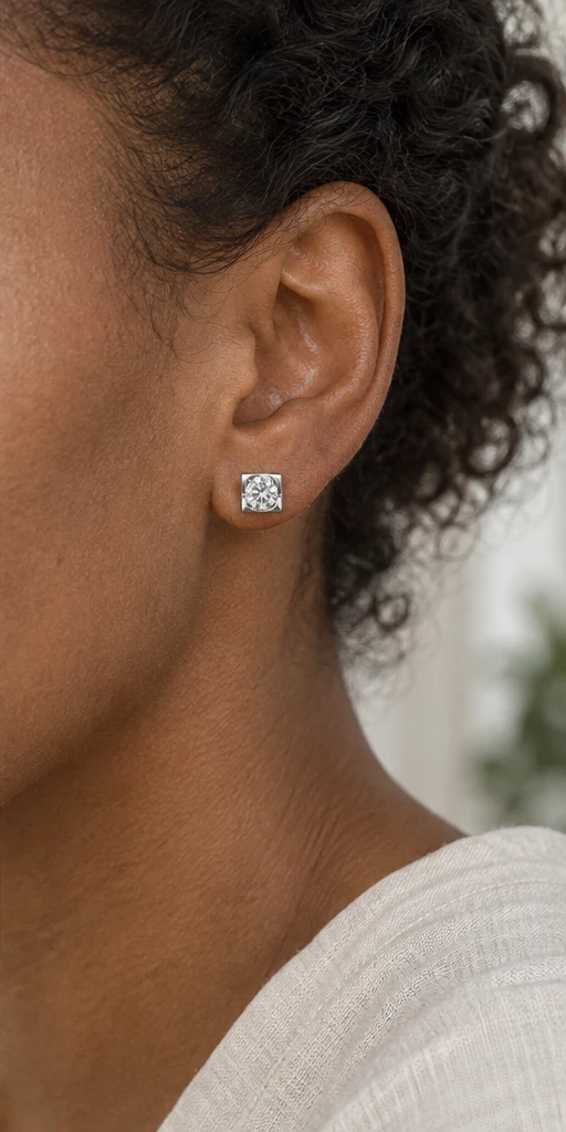 Angel Kiss Lab-Grown Diamond Stud Earrings editorial styling