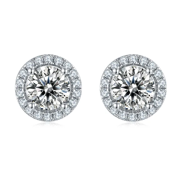 Round Halo Lab-Grown Diamond Stud Earrings