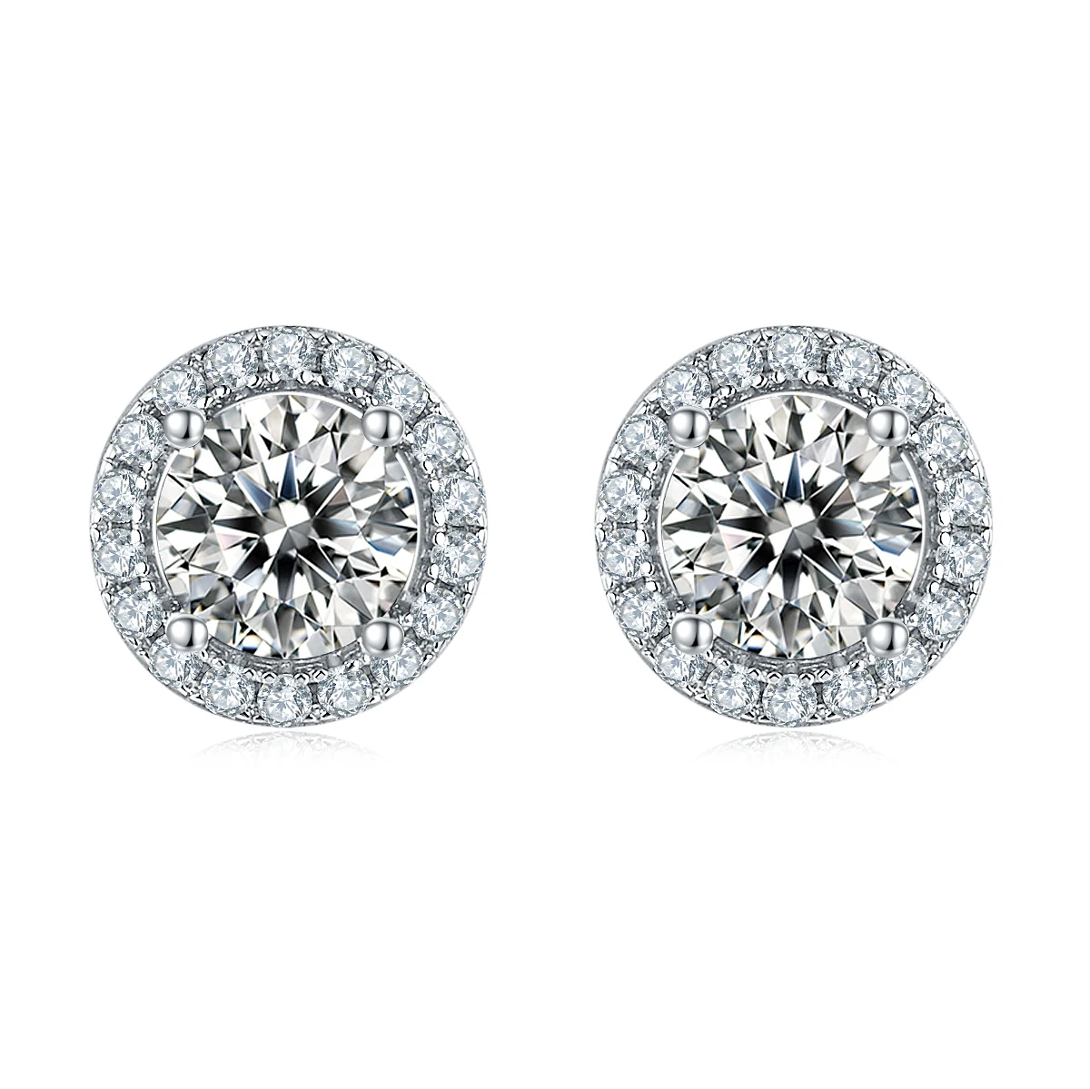 Round Halo Lab-Grown Diamond Stud Earrings — product view 1