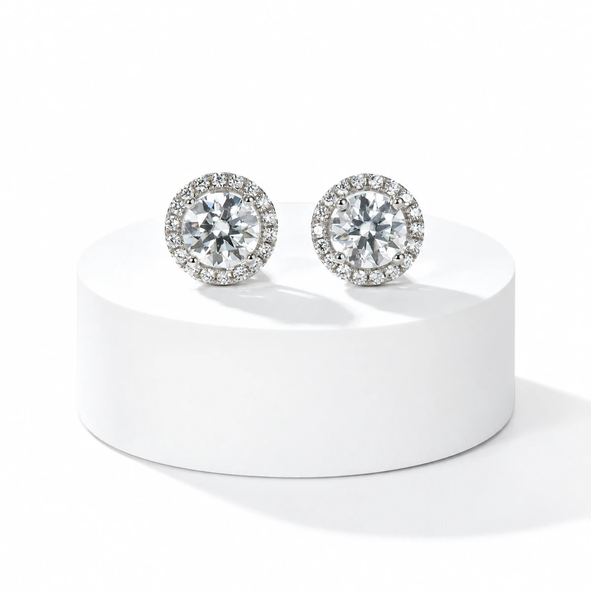 Round Halo Lab-Grown Diamond Stud Earrings — product view 2