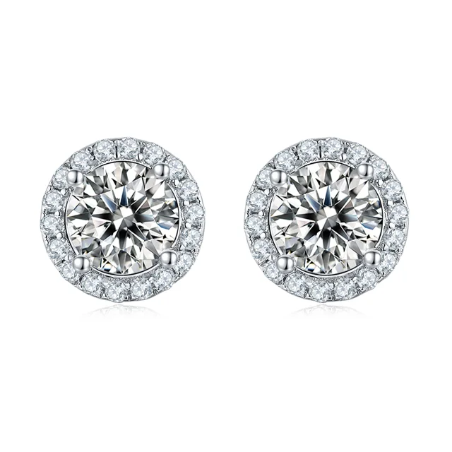 Round Halo Lab-Grown Diamond Stud Earrings
