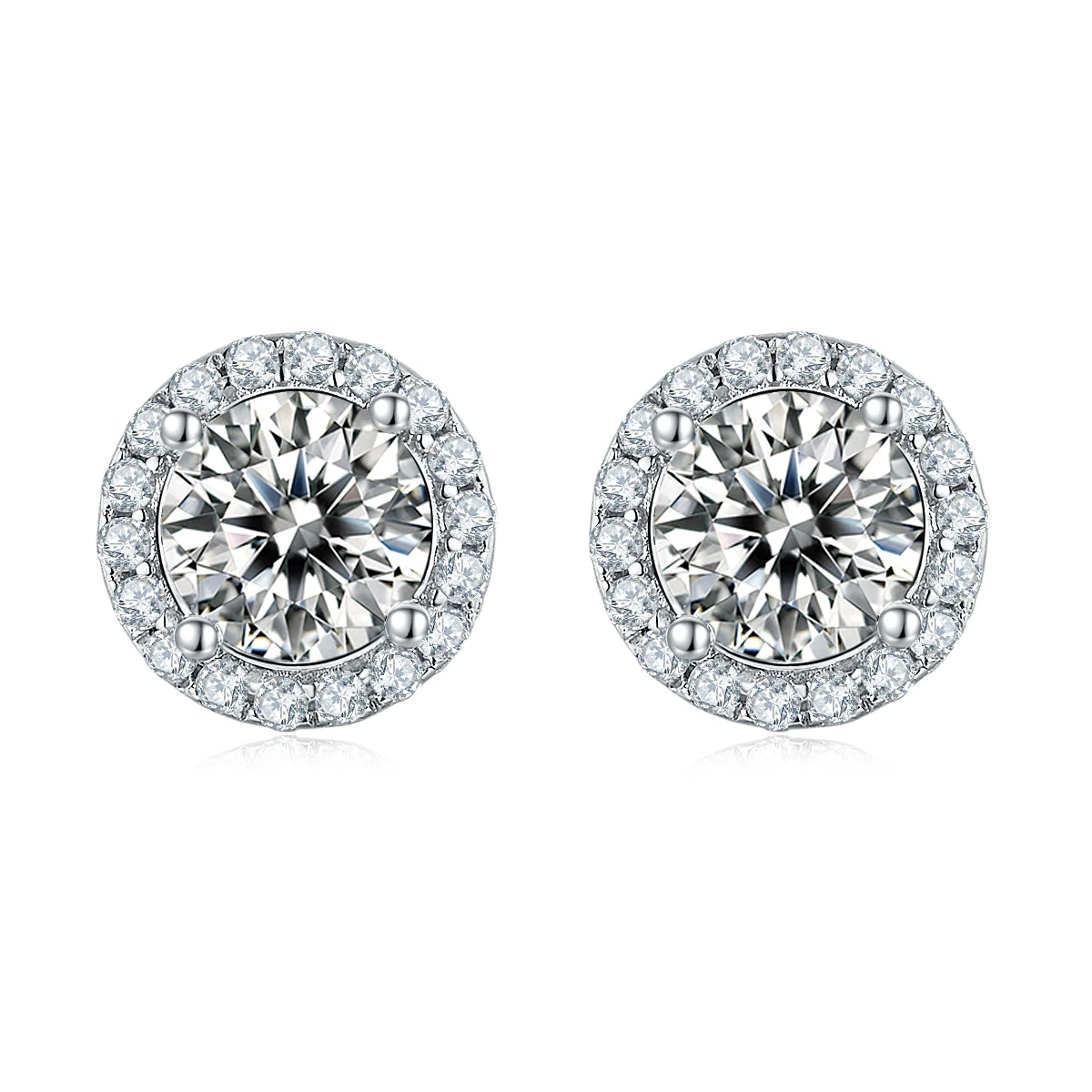 Round Halo Lab-Grown Diamond Stud Earrings — product view 1