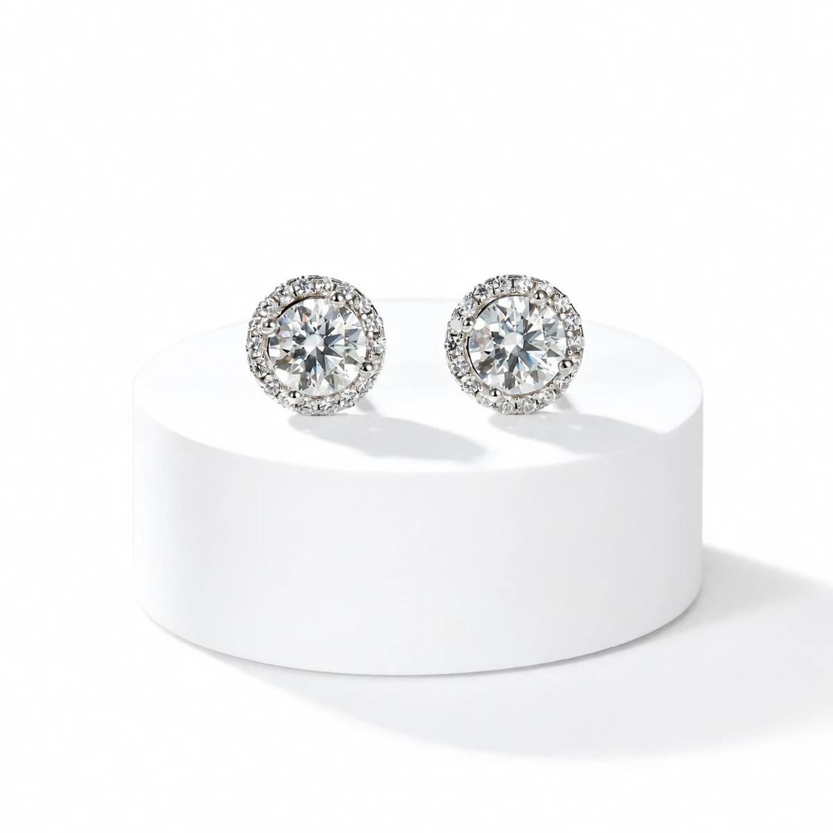 Round Halo Lab-Grown Diamond Stud Earrings — product view 2