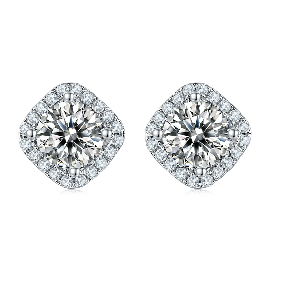 Square Halo Lab-Grown Diamond Stud Earrings — product view 1