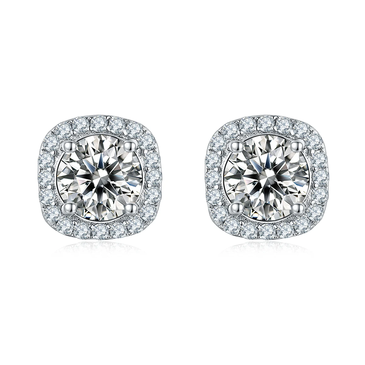 Square Halo Lab-Grown Diamond Stud Earrings — product view 1