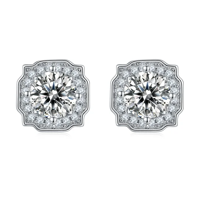 Geometric Lab-Grown Diamond Stud Earrings