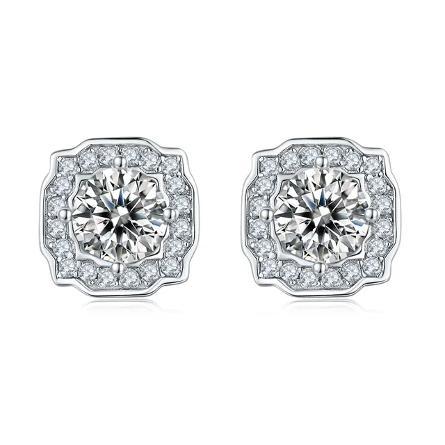 Geometric Lab-Grown Diamond Stud Earrings