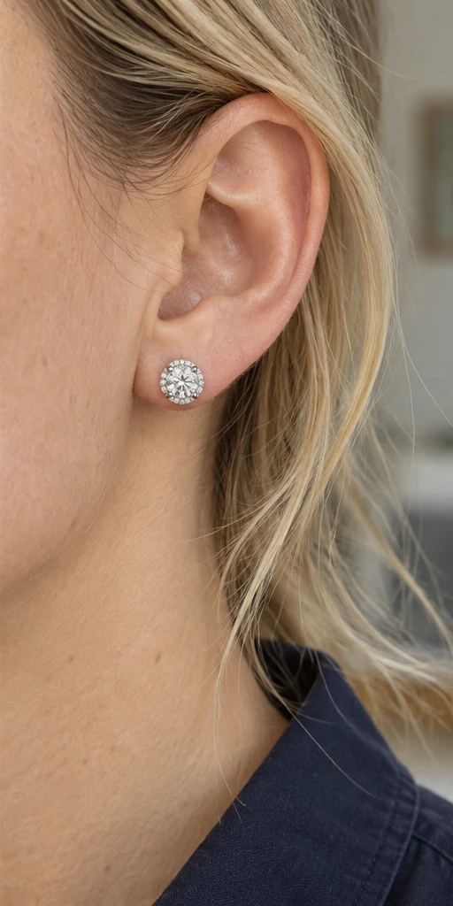 Bloom Lab-Grown Diamond Stud Earrings editorial styling