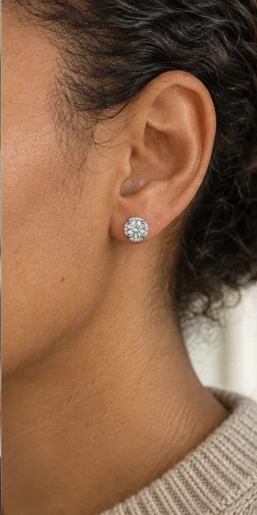 Bloom Lab-Grown Diamond Stud Earrings editorial styling