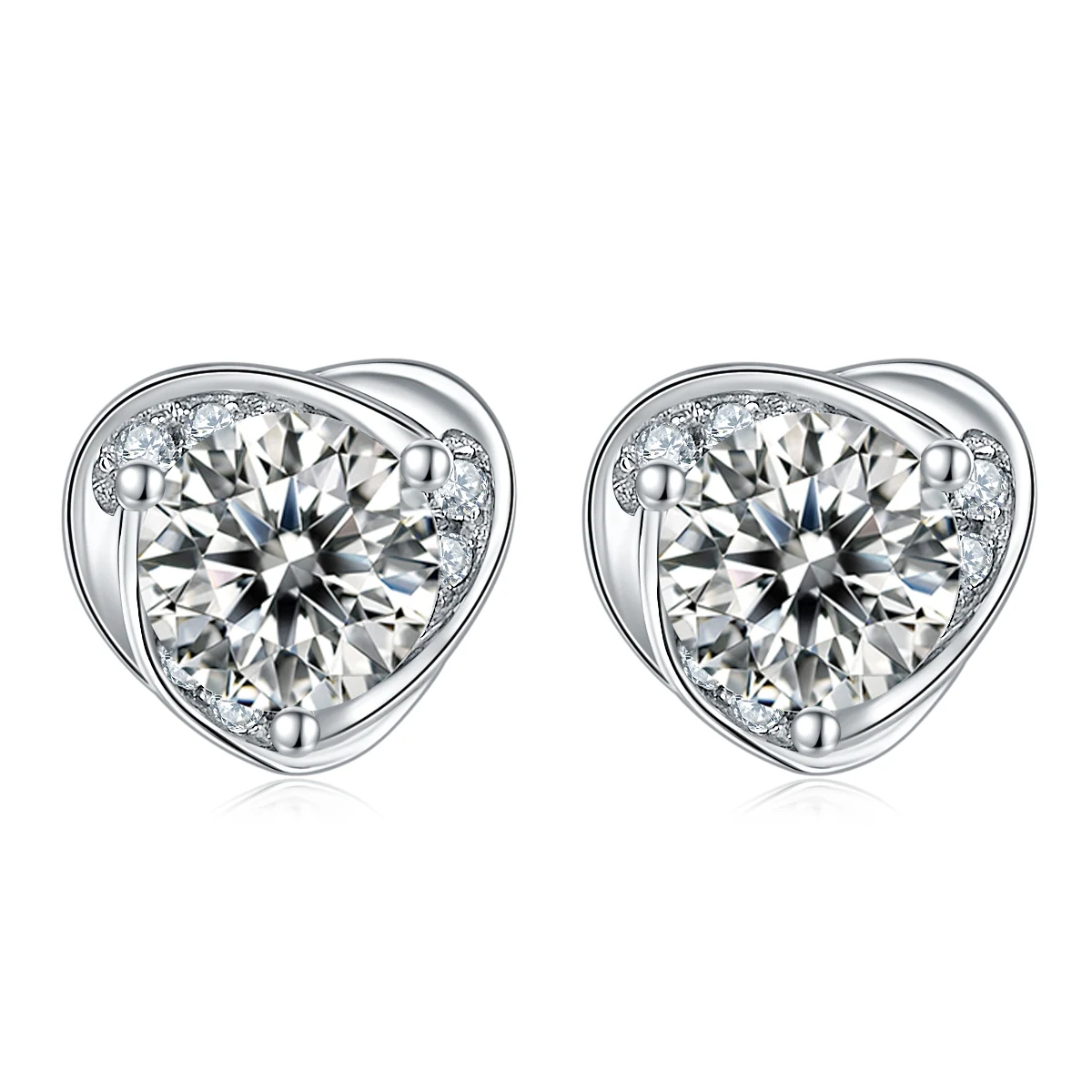 Heart Blossom Lab-Grown Diamond Stud Earrings — product view 1