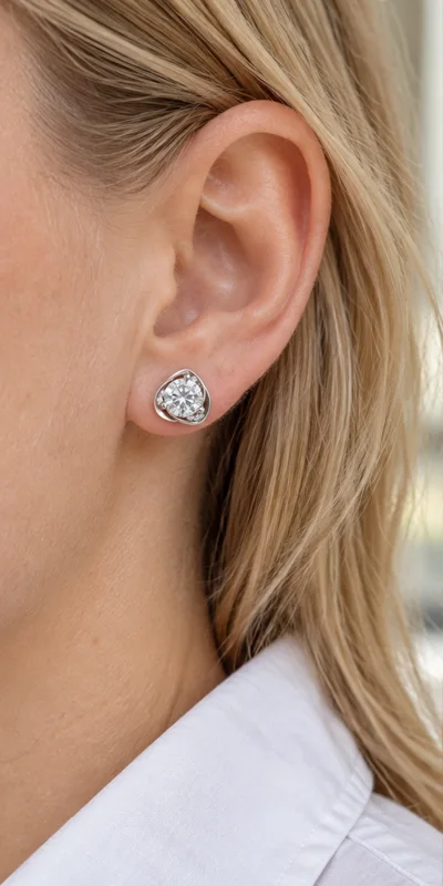 Heart Blossom Lab-Grown Diamond Stud Earrings editorial styling