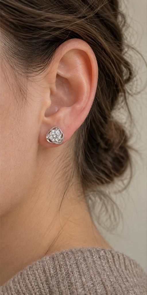 Heart Blossom Lab-Grown Diamond Stud Earrings editorial styling