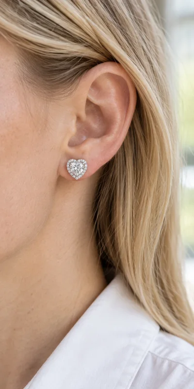 One Heart Lab-Grown Diamond Stud Earrings editorial styling