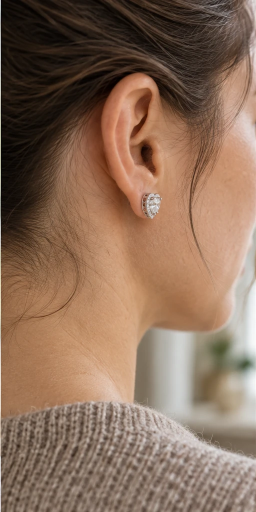 One Heart Lab-Grown Diamond Stud Earrings editorial styling