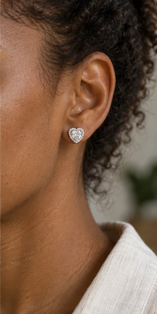 One Heart Lab-Grown Diamond Stud Earrings editorial styling