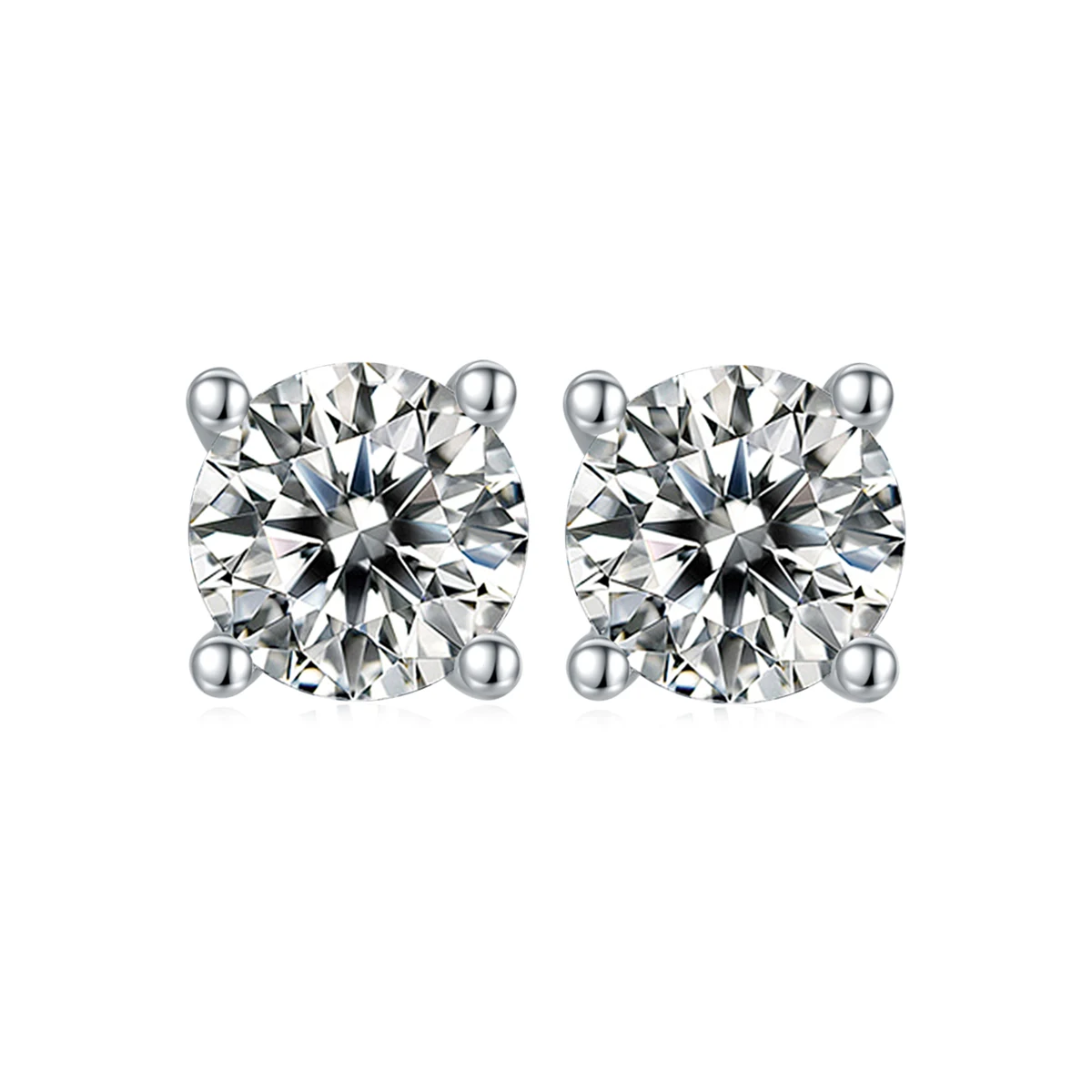 Round Solitaire Lab-Grown Diamond Stud Earrings — product view 1
