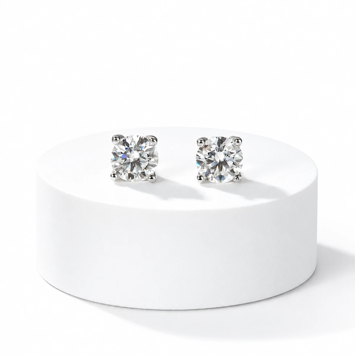 Round Solitaire Lab-Grown Diamond Stud Earrings — product view 2