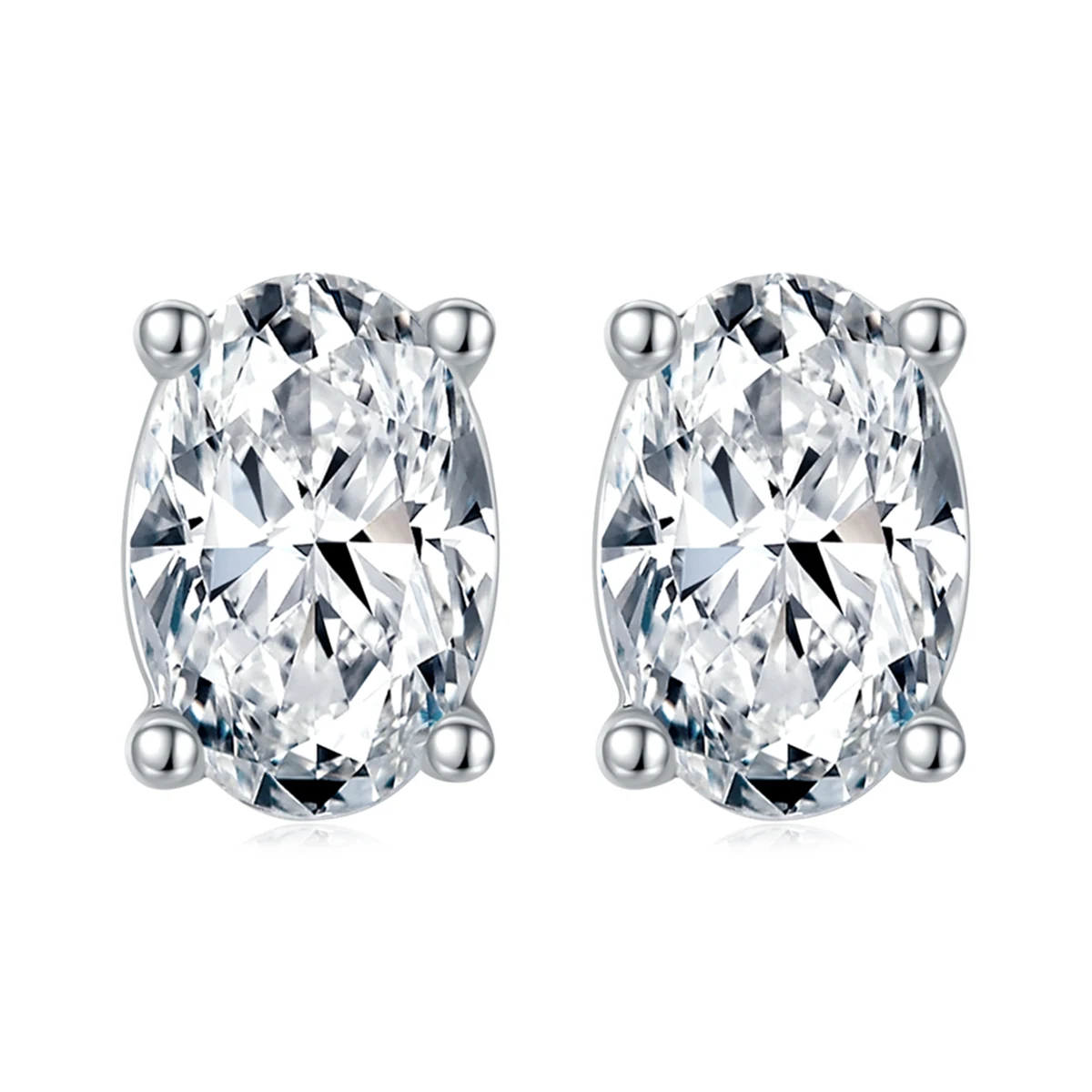 Oval Solitaire Lab-Grown Diamond Stud Earrings — product view 1