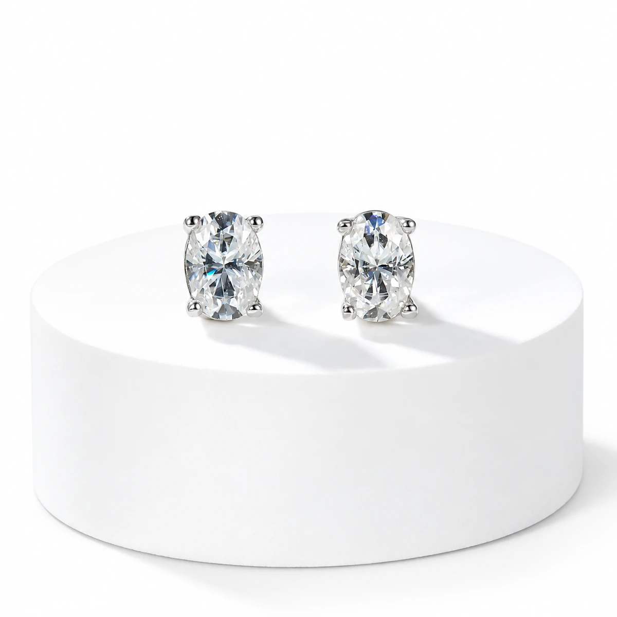 Oval Solitaire Lab-Grown Diamond Stud Earrings — product view 2