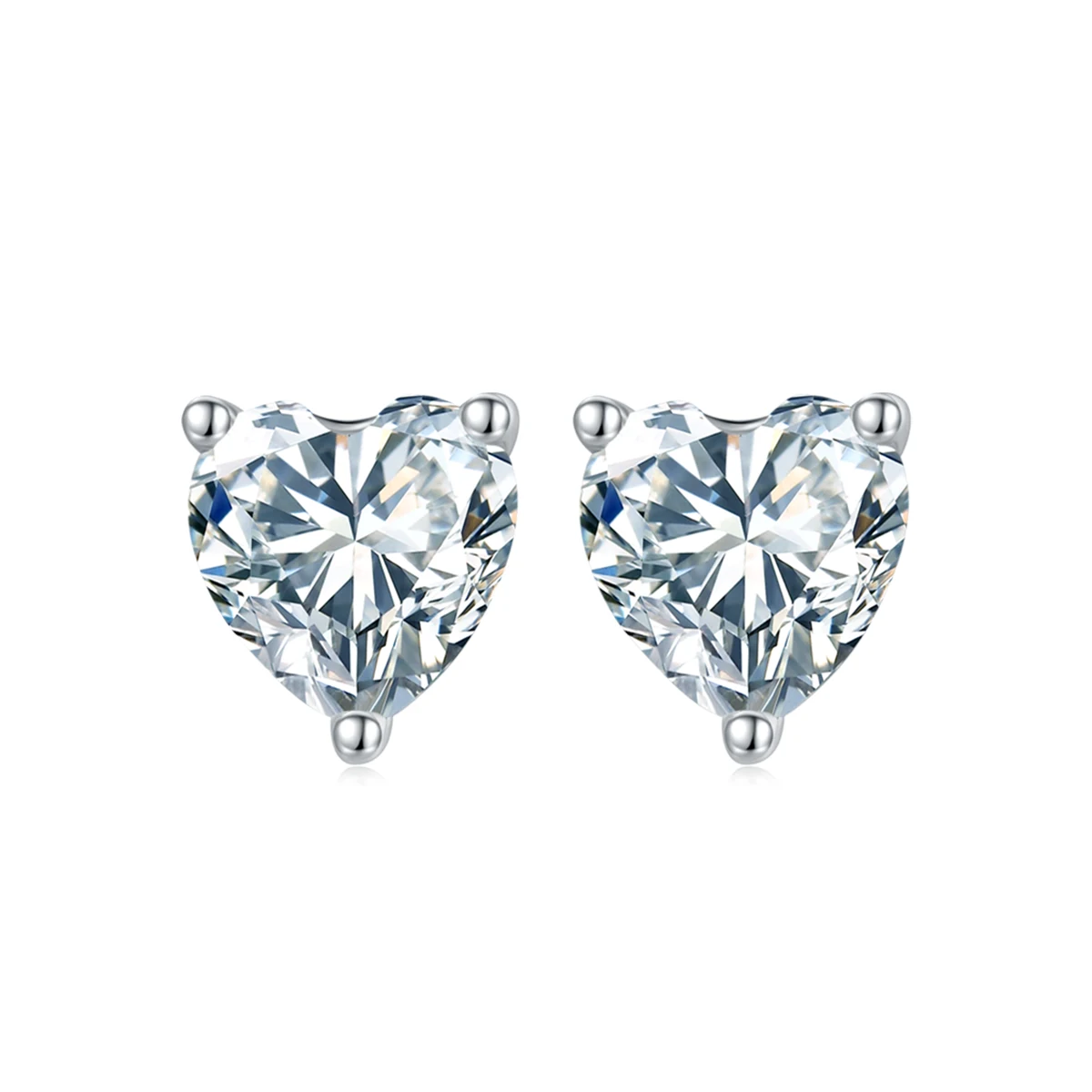 Heart Solitaire Lab-Grown Diamond Stud Earrings — product view 1