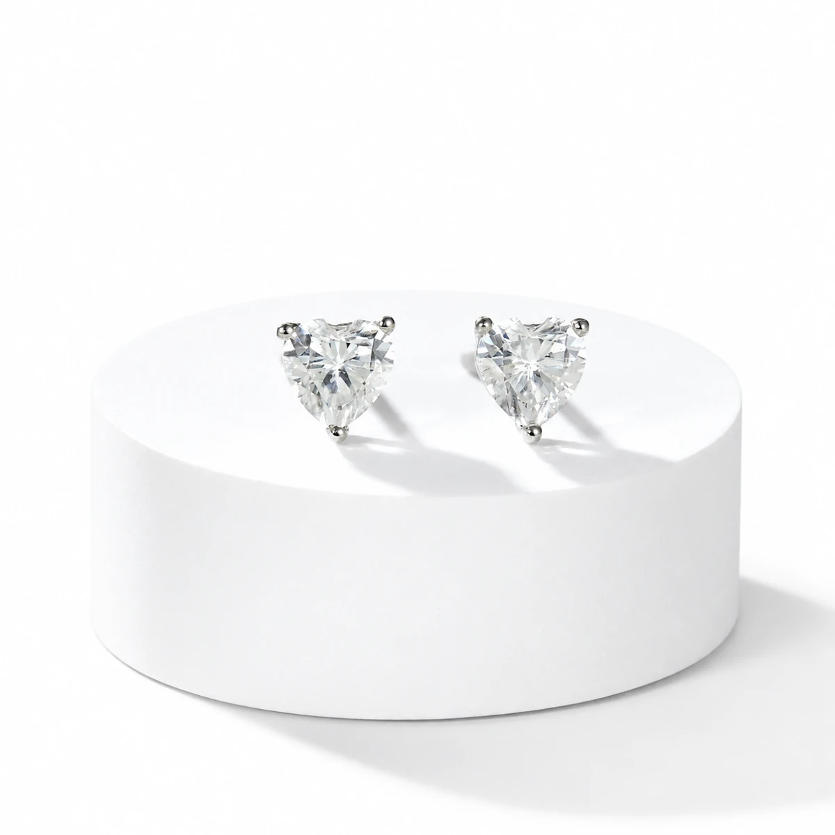 Heart Solitaire Lab-Grown Diamond Stud Earrings — product view 2